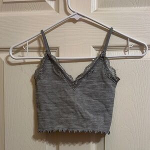 Forever 21 Gray Lace Trim Crop Top